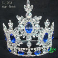 Nueva corona azul de la belleza del acontecimiento de la nueva manera del diseño azul Tiara de piedra del Rin